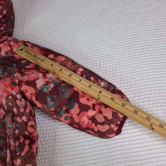 Hanna Andersson Reversible Down Puffer Jacket Quilted Pink Geo Sz 80 *spots - Picture 6 of 16